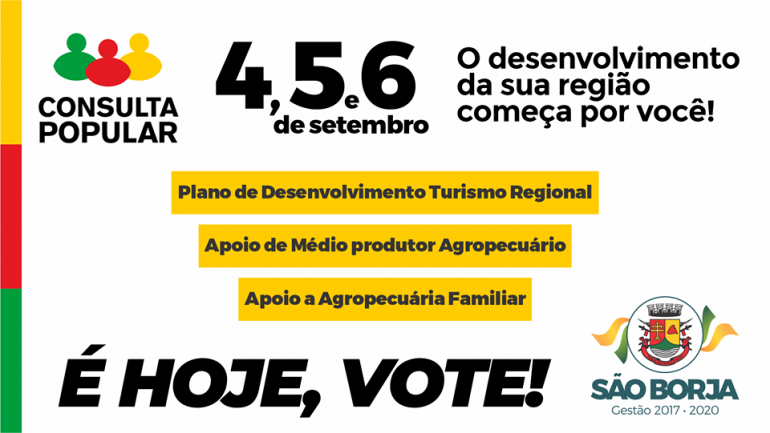 Consulta Popular acontece em São Borja nos dias 4, 5 e 6 de setembro