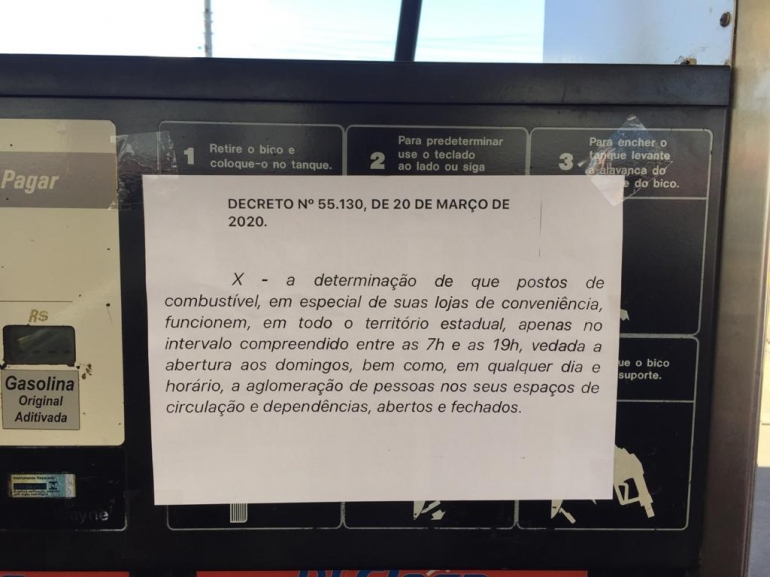  Postos de combustíveis só poderão funcionar até às 19 horas