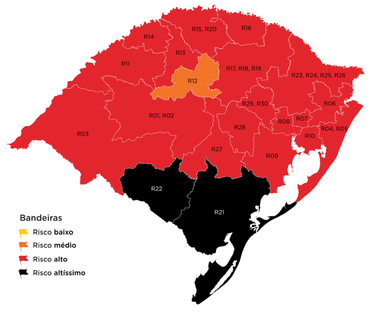 Mapa definitivo mantém 18 regiões na cor vermelha, duas pretas e uma laranja