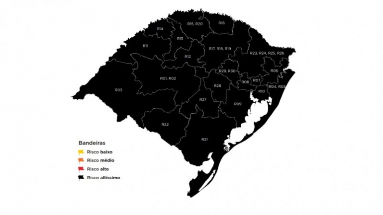 Todas regiões do RS permanecem em bandeira preta por mais uma semana